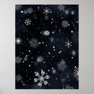 Schneeflocken Schneefall Poster
