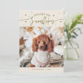 Schneeflocken & Schneeflocken Foto Creme Weihnacht Feiertagskarte (Stehend Vorderseite)