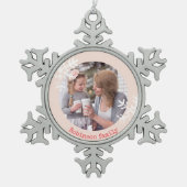 Schneeflocken Schneeflocken Rosa Foto Mit Monogram Zinn-Ornament (Vorderseite)
