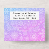 Schneeflocken Schneeflocken Rosa Winterwunder Hoch All In One Einladung (Rückseite)