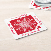 Schneeflocken Schneeflocken Roter Urlaub Getränk v Rechteckiger Pappuntersetzer (angewinkelt)