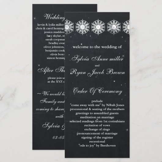 Schneeflocken Schneeflocken WinterWedding Programm (Vorne/Hinten)