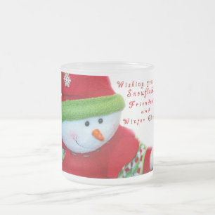 Schneeflocken & Schneemann mit Zitat Mattglastasse