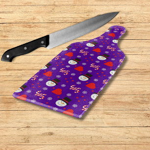 Schneeflocken Schneemann Zuckerstangen Blauer Hint Schneidebrett