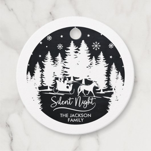 Schneeflocken, schwarz und weiß geschenkanhänger (Vorderseite)