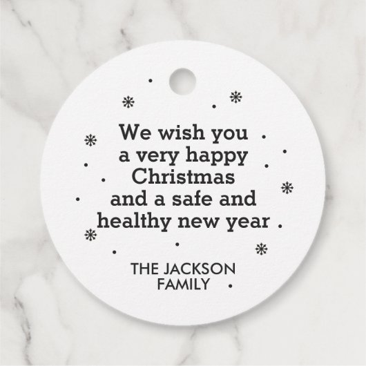 Schneeflocken, schwarz und weiß geschenkanhänger (Rückseite)