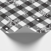 Schneeflocken Schwarz-weiß Buffalo Kariert Geschenkpapier (Ecke)