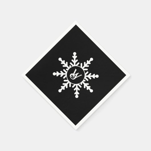 Schneeflocken Schwarz/Weiß Mit Monogramm Weihnacht Serviette (Ecke)