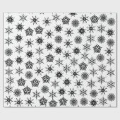 Schneeflocken schwarz-weiß Muster Geschenkpapier (Flach)