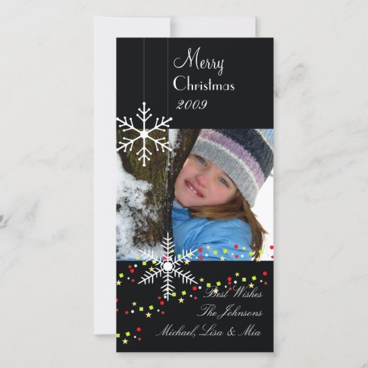 Schneeflocken ~ Schwarz-Weiß-Weihnachten Feiertagskarte (Vorderseite)