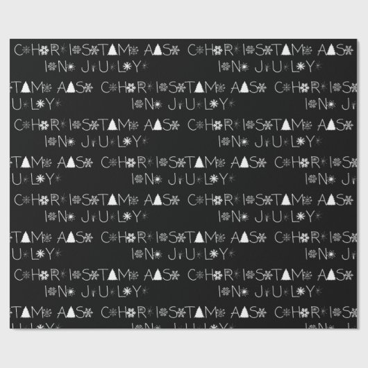 Schneeflocken Schwarz-Weiß-Weihnachten im Juli Geschenkpapier (Flach)