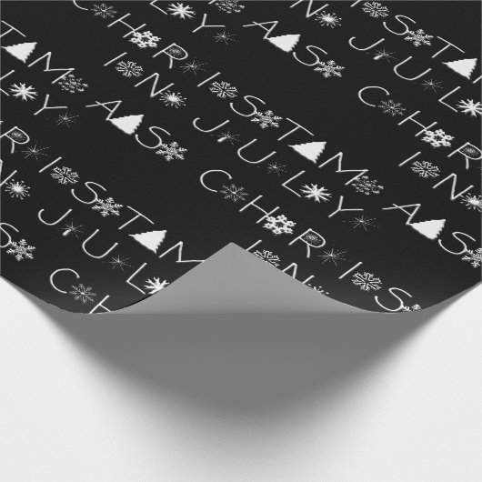 Schneeflocken Schwarz-Weiß-Weihnachten im Juli Geschenkpapier (Ecke)
