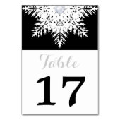 Schneeflocken Schwarz, Weiß Winterhochzeit Tischnu Tischnummer (Rückseite)