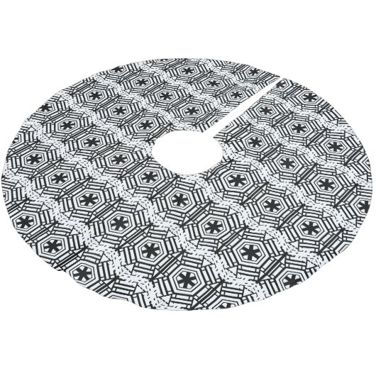 Schneeflocken Schwarz-weiße skandinavische Weihnac Polyester Weihnachtsbaumdecke (Schrägansicht)