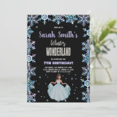 Schneeflocken Schwarzer Winter Wunderland Einladun Einladung (Stehend Vorderseite)