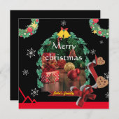 Schneeflocken schwarzes Foto trendy fröhliche Weih Dankeskarte (Vorne/Hinten)