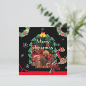 Schneeflocken schwarzes Foto trendy fröhliche Weih Dankeskarte (Stehend Vorderseite)