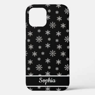 Schneeflocken Schwarzes Muster personalisierter Na Case-Mate iPhone Hülle