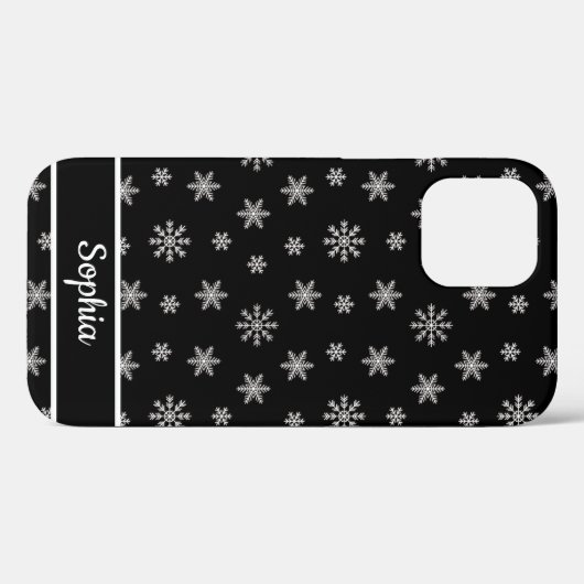 Schneeflocken Schwarzes Muster personalisierter Na Case-Mate iPhone Hülle (Rückseite (Horizontal))