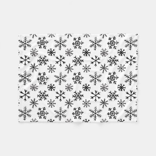 Schneeflocken Schwarzweiß-Muster Fleecedecke (Vorderseite (Horizontal))