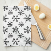 Schneeflocken Schwarzweiß-Muster Geschirrtuch (Viertel Falte)