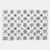 Schneeflocken Schwarzweiß-Muster Geschirrtuch (Horizontal)