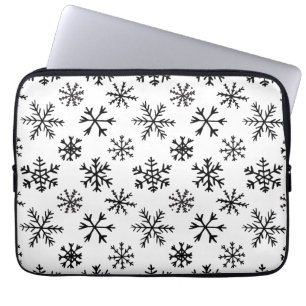 Schneeflocken Schwarzweiß-Muster Laptopschutzhülle