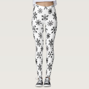 Schneeflocken Schwarzweiß-Muster Leggings