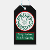 Schneeflocken-Script-Schriftart für grün und rot Geschenkanhänger (Vorderseite)