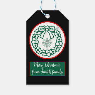 Schneeflocken-Script-Schriftart für grün und rot Geschenkanhänger