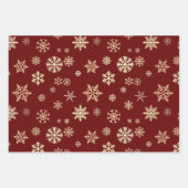 Schneeflocken Seamloses Muster Maroon Weihnachten Geschenkpapier Set (Vorderseite 2)