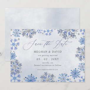 Schneeflocken Silber Blau Weihnachten Winter Hochz Save The Date