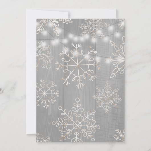 Schneeflocken Silber Lichter Winterwunderland Hoch Einladung (Rückseite)