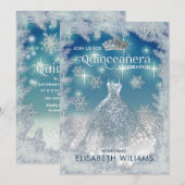 Schneeflocken Silberkleid ombre tiara Quinceañera Einladung (Vorne/Hinten)