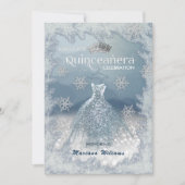 Schneeflocken Silberkleid ombre tiara Quinceañera Einladung (Vorderseite)