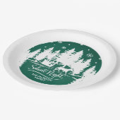 Schneeflocken-Silhouetten in der nächtlichen Still Pappteller (Schrägansicht)