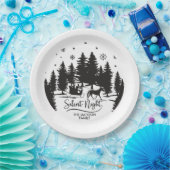 Schneeflocken-Silhouetten in der nächtlichen Still Pappteller (Party)