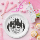 Schneeflocken-Silhouetten in der nächtlichen Still Pappteller (Party)