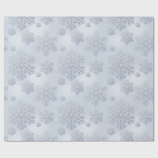 Schneeflocken Silver Glitzer Dusty Geschenkpapier (Flach)
