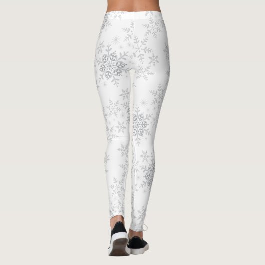 Schneeflocken Silver Glitzer Winter oder Weihnacht Leggings (Rückseite)