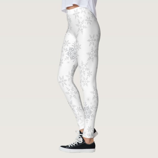 Schneeflocken Silver Glitzer Winter oder Weihnacht Leggings (Links)