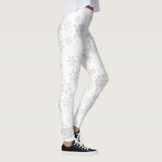 Schneeflocken Silver Glitzer Winter oder Weihnacht Leggings (Rechts)