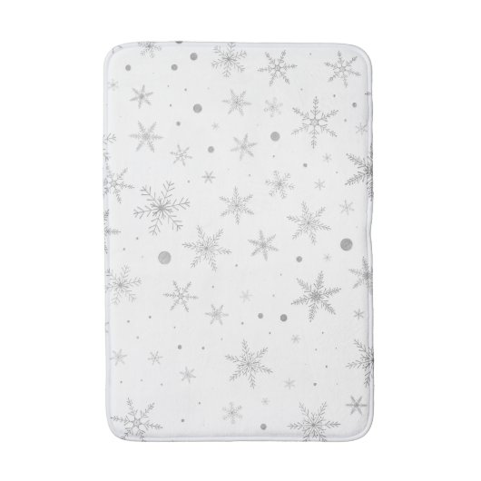 Schneeflocken - Silver Grau & Weiß Badematte (Vorderseite Vertikal)