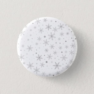 Schneeflocken - Silver Grau & Weiß Button