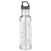 Schneeflocken - Silver Grau & Weiß Edelstahlflasche (Rückseite)