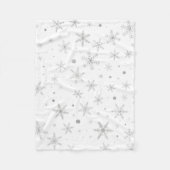 Schneeflocken - Silver Grau & Weiß Fleecedecke (Vorderseite)