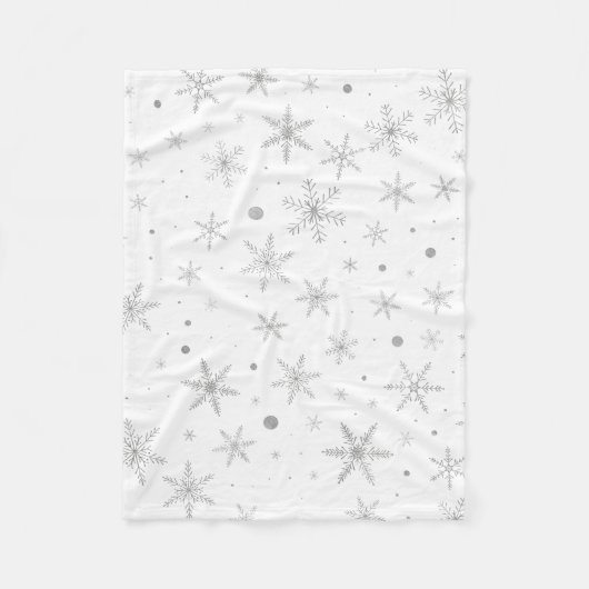 Schneeflocken - Silver Grau & Weiß Fleecedecke (Vorderseite)