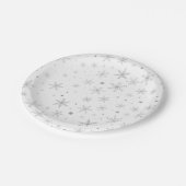 Schneeflocken - Silver Grau & Weiß Pappteller (Schrägansicht)