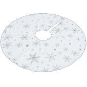 Schneeflocken - Silver Grau & Weiß Polyester Weihnachtsbaumdecke (Schrägansicht)