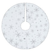 Schneeflocken - Silver Grau & Weiß Polyester Weihnachtsbaumdecke (Vorderseite)